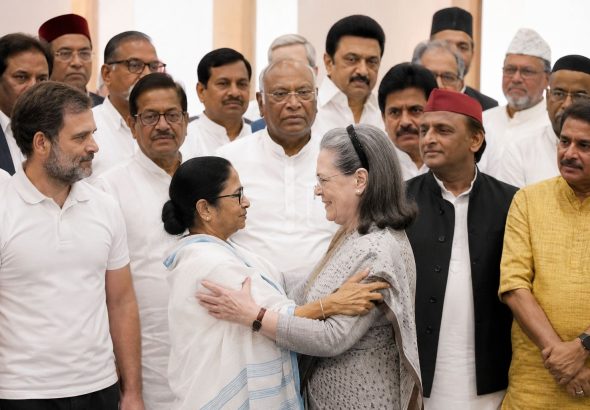 Politicians greet in formal gathering